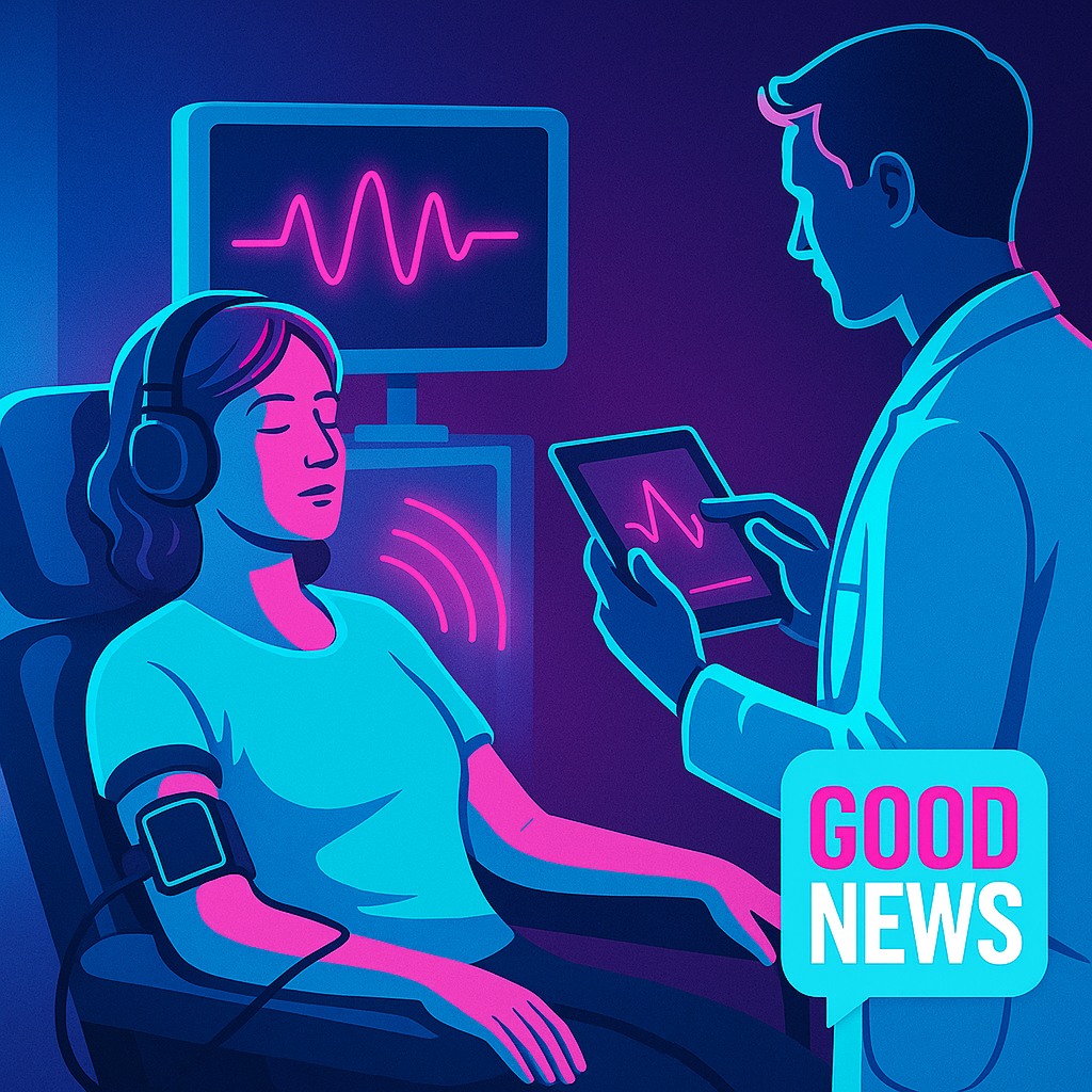 A patient receiving non-invasive electric pulse therapy using a wearable device to treat chronic inflammation or cancer.
